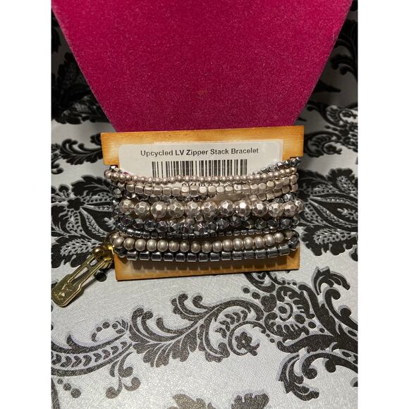 Upcycled LV Zipper silver stack of bracelets - Picture 2 of 2